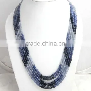 Natural Shaded Blue Sapphire Roundel Faceted Beads thumbnail-3