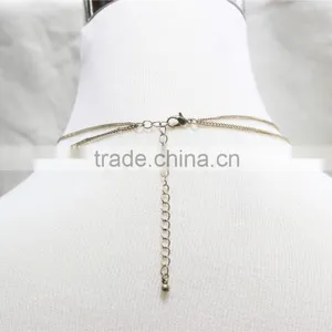 Gold Double Layered w/ White Diamond Necklace 2016 Fashion Style Wholesale thumbnail-4