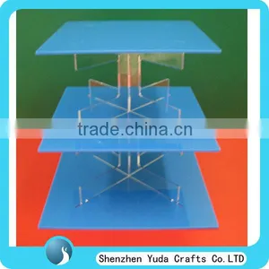 Wholesale Plexiglass Wedding Cake Display Rack, Square Blue Cupcake Stand, Acrylic Cake Stand Wedding thumbnail-1