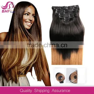 Full Head Cheap Colored Two Tone Clip in Hair Extension thumbnail-1