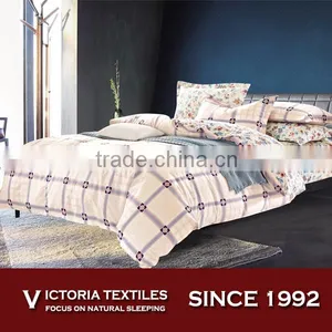 Complete Twin Bed Set Blue Plaid Check Beige Bedding Comforter Set thumbnail-1