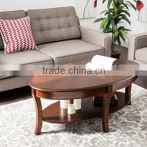 Modern Living Room Furniture Solid Wood Leg Round Table Top Coffee Table thumbnail-1
