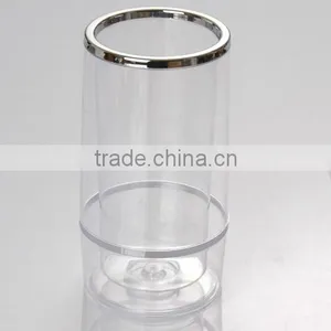 1.5L Double Wall Plastic Acrylic Wine Bottle Bucket for One Bottle thumbnail-2