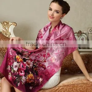 Flower,printed,Printed Pattern and Medium Style of Length 100% Silk Scarf thumbnail-1