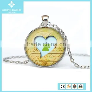 925 Hot Fashionable Silver Glass Heart Pendant Wholesale thumbnail-1