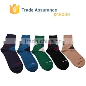 Latest Design Fashion Men Multicolor Geometric Soft Cotton Casual Dress Socks thumbnail-1