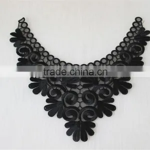 Fashion Neckline Design Embroidery Guipure Lace Collar Black Applique thumbnail-2