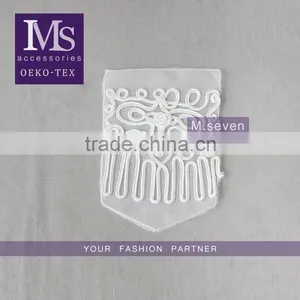 2016 Newest Design 100% Polyester White Color Lace Fabric Embroidery Trim Patch for Clothing Shoulder thumbnail-1