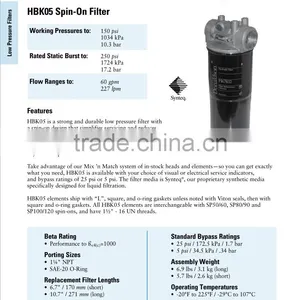 Low Pressure Fitlers Replace Donaldson HBK05 Spin-On Filter Assembly thumbnail-2
