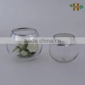Hand Blown White Round Glass Vases for Wedding Decoration Centerpieces, White Round Glass Bowl Vase thumbnail-6