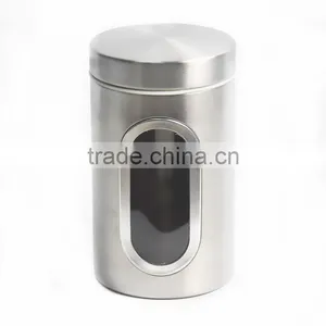 3 Pieces Food Storage Stainless Steel Canister Set With Window Show thumbnail-2