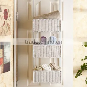 3 Tiers Over the Door Metal and Plastic Hanging Basket Storage Shelf Plastic Basket thumbnail-1