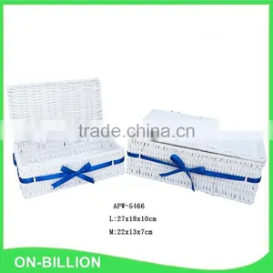 Stylish Paper Rope Weaving Basket With Lid for Cutlery Small Sundries Storage thumbnail-2