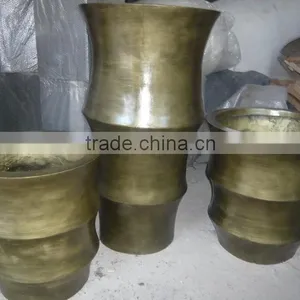 Golden Fiberglass Planter Flowerpot thumbnail-3