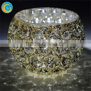 Elliptical Broken Silver Plating Glass Candle Holder thumbnail-6