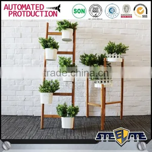 Wooden Wall Shelf Design Flowers Display Shelf With Ladder thumbnail-1