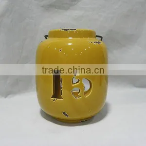 Yellowish Brown Ceramic Storm Lantern thumbnail-1