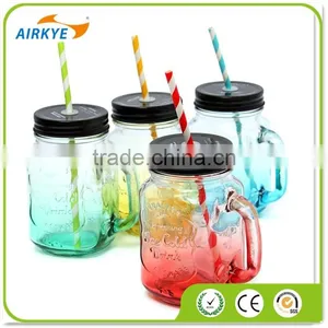 500ml Mason Glass Cup Drinking Jar With Handle Mug thumbnail-1