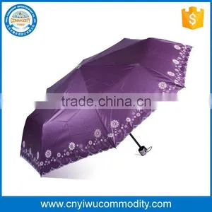 Custom Design Flower Print Auto Open Curved Handle Straight Golf Umbrella Rain and Sun Umbrella for Sale thumbnail-1