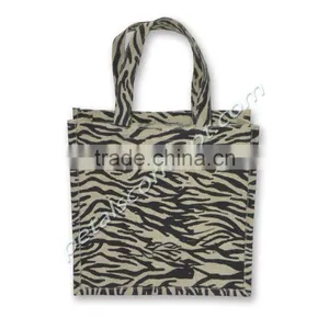 Animal Print Jute Bag With Jute Self Handle - Printed Hot Selling Daily Use Tote Bag thumbnail-1