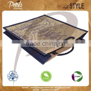 PP Laminated Three Bottle Jute Wine Bag Rope Handle thumbnail-6