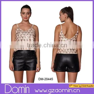2014 Summer Fashion Design Wholesale Sequin Chiffon Ladies Tops thumbnail-1