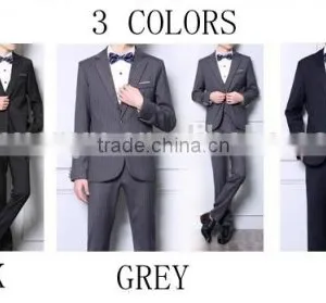 Autumn and Winter Men's Striped British Leisure Slim Fashion Business 3 Piece Suit thumbnail-2