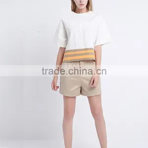 New Fashionable High Quality Comfortable With Stripe Split Ladies Linen Fabric Blouse thumbnail-4