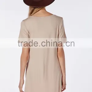 2016 Best Selling Custom Ladies Fashion Split Side Long t Shirt thumbnail-4