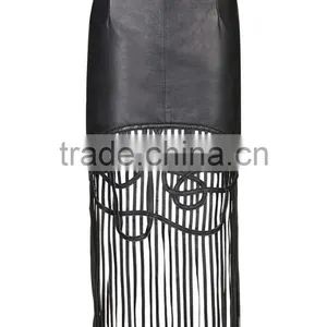 Brand Design OEM Services Leather Midi Skirts Tassels Maxi Skirts High Waist Bodycon Sexy Skirts thumbnail-3