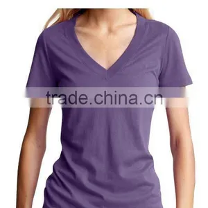 Plain Dyed Womens V Neck t Shirt thumbnail-1
