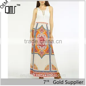 2017 OEM Photo Ladies Floral Print Long Maxi Side Slit Skirt thumbnail-1