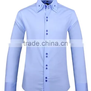 2017 New Men's Dress Shirt With High Double Button-down Collar thumbnail-1