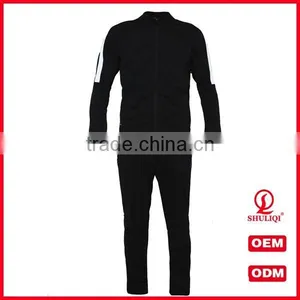Shuliqi Factory Custom Gym Skinny Tracksuit Wholesale Men Sports Plain Cotton Tracksuit in Black thumbnail-1