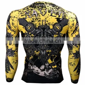 Wholesale Custom Sublimated Lycra Long Sleeve BJJ Rash Guard thumbnail-1