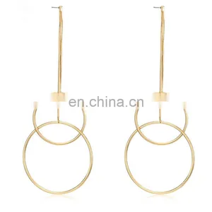 Fashion Metal Earring Long Drop Earring With Circle thumbnail-1