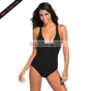 New Arrival Black Cross Back One Piece Swimwear Sexy thumbnail-1