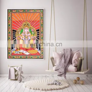 Indian Latest Poster Throw Cotton Wall Decor Lord Ganesha Home Decor Poster Meditation Wall Hanging Tapestry 45X30 Inch thumbnail-1