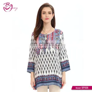 Guangzhou Apparel Thread Simple Desgin Cotton Blouse Ladies thumbnail-1