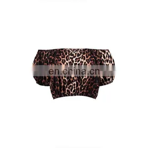 High Quality Women Clothing Leopard Print Off The Shoulder Plain Crop Tops Wholesale thumbnail-5