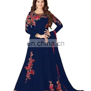 Justkartit Women's Stylish Party Wear Long Anarkali Style Semi Stitched Suits 2017 thumbnail-1