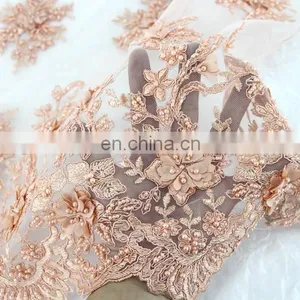 China Suppliers Handwork Embroidery Designs/handwork Beaded Lace Fabric/handwork 3d Embroidery Lace Fabric for Wedding Party thumbnail-6