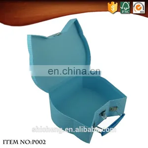 Hot Sell Popular Blue Lovely Cat Pattern Cute Cardboard Suitcase Box thumbnail-4