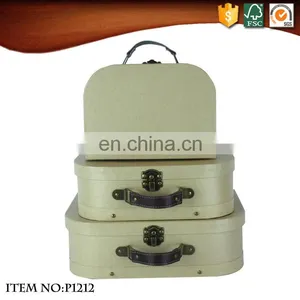 Retro Cloth Cardboard Suitcase With Handle thumbnail-4