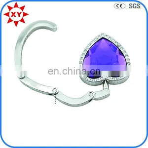 Personalized Functional Heart-shaped Jewerly Bag Hanger With Purple Rhinestone thumbnail-1