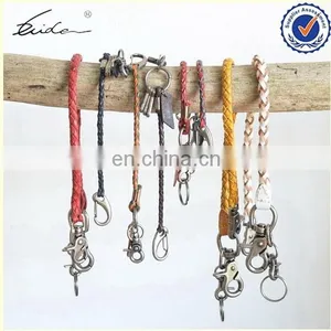 CUSTOM VINTAGE STYLE KNITTED KEYRING THIN LEATHER KEYCHAIN thumbnail-1
