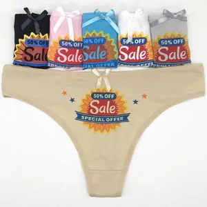 Yun Meng Ni Sexy Underwear 50% OFF SALE Fancy Printed T Back Breathable Cotton Lady Thong thumbnail-3