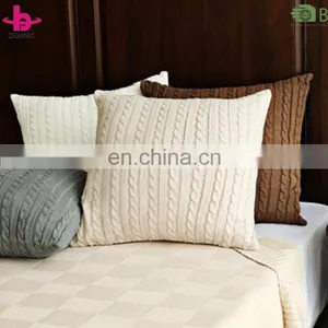 Hot Selling High Quality 100% Cotton/Acrylic Cable Knit Decorative One Layer Multifunction Throw Pillow Covers for Couch thumbnail-5