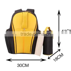 Yellow 300D Backpack Designer Diaper Bags With Bottle Bag thumbnail-4
