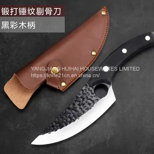 Butcher Knife Black Forged Boning Knives With Sheath Japanese Fillet Meat Cleaver Knives Full Tang Japan Knives Chef Knife for Kitchen, Camping, BBQ thumbnail-2